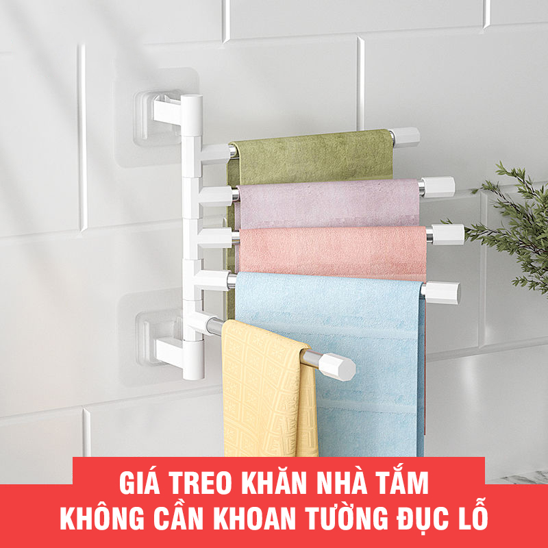 Combo 2 bộ giá treo khăn nhà tắm dán tường 5 thanh treo inox cao cấp