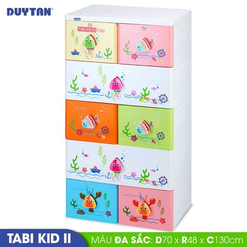 Tủ nhựa DUY TÂN Tabi Kids II 5 tầng 8 ngăn (70 x 48 x 130 cm) - 11289