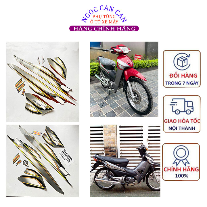 Nguyên bộ tem rời 3 lớp zin dán xe máy honda wave s100 màu đỏ , đen