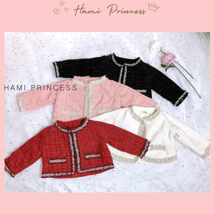 Áo khoác dạ tweed chanh xả 4 màu cho bé gái hami princess ❤️