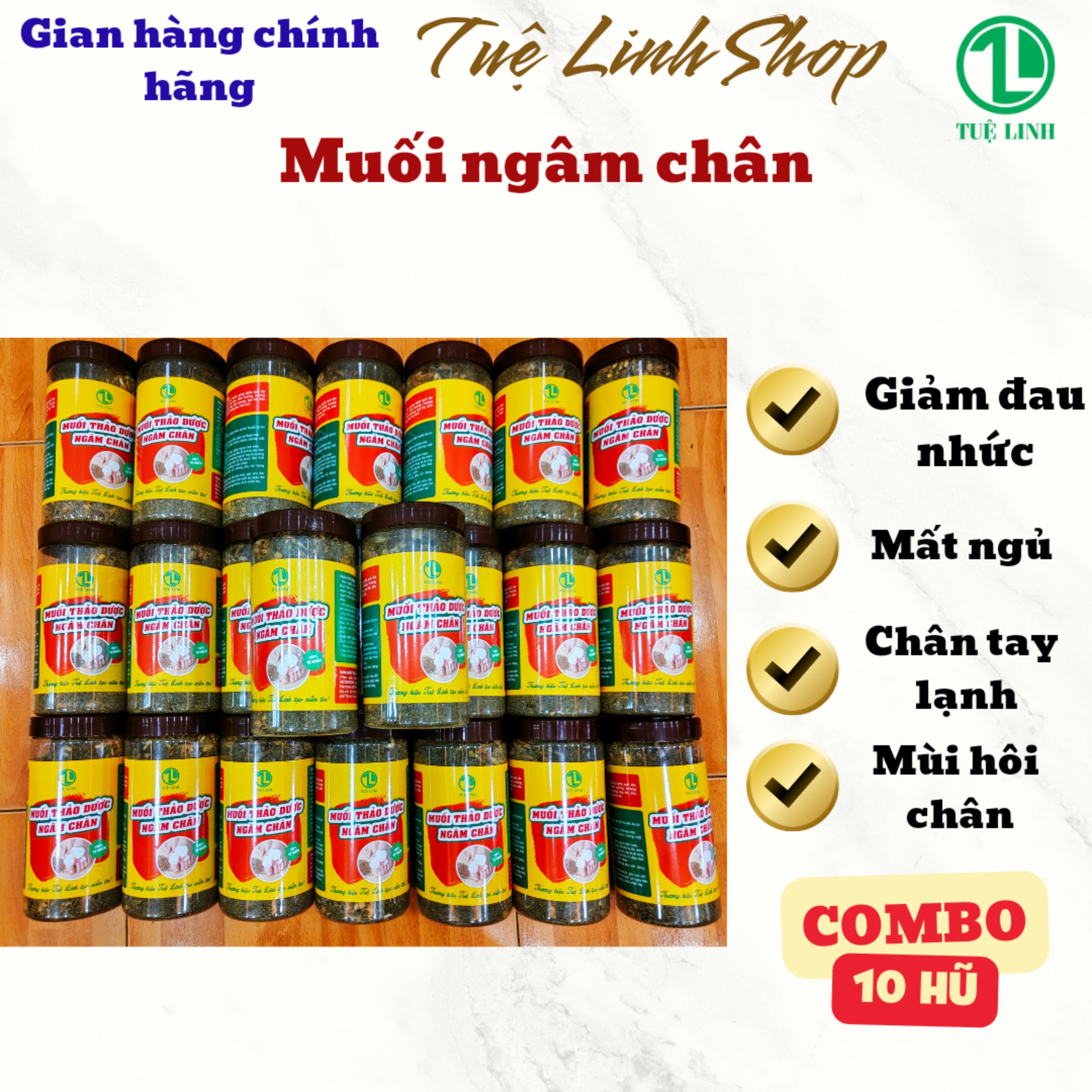 Combo sỉ 10 hũ muối thảo dược ngâm chân Tuệ Linh