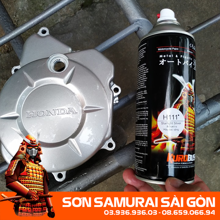 Sơn samurai h111* màu bạc sáng chính hãng - sơn phun xe máy kurobushi/ samurai sài gòn