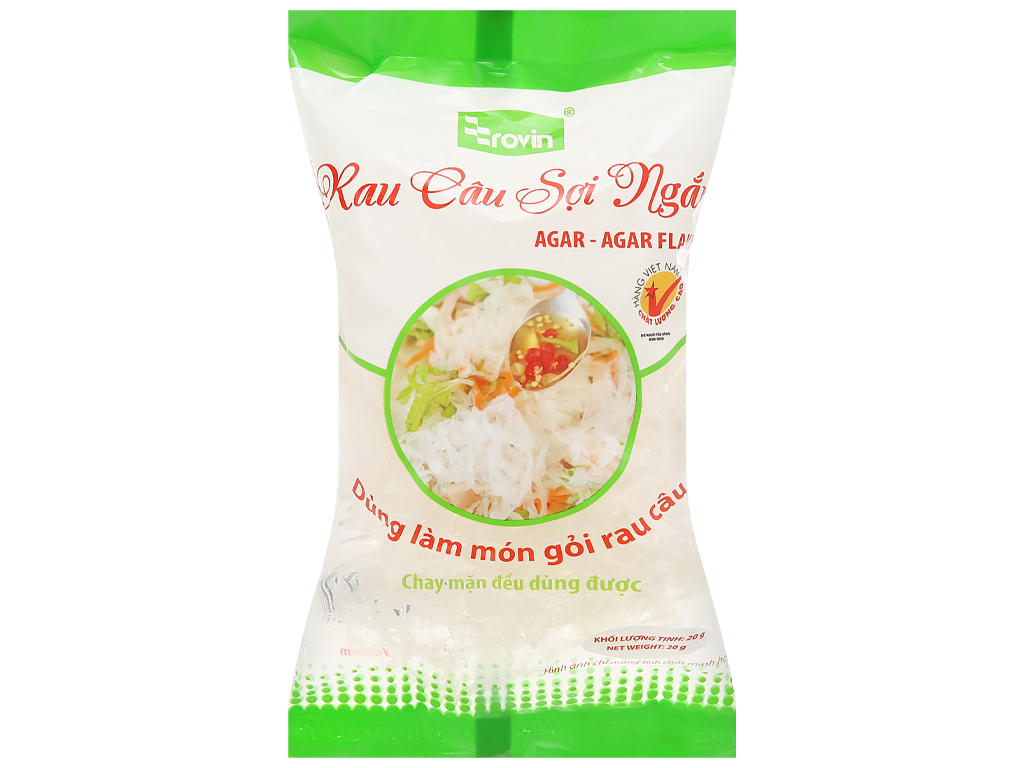 Rau câu sợi ngắn agar Rovin - rau câu giòn - combo 10 gói 20g