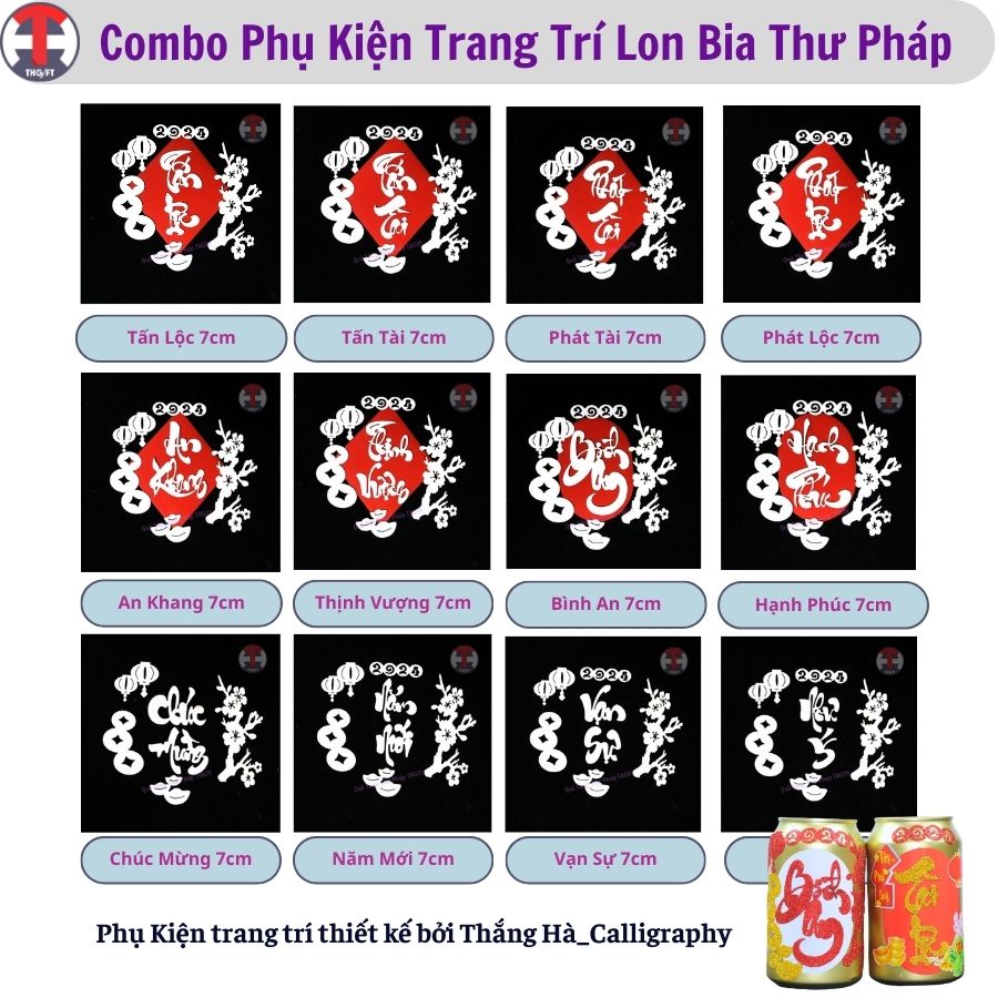 Combo DECAN Thư Pháp dán Lon Bia, Nước Ngọt ThanghaCalligraphy