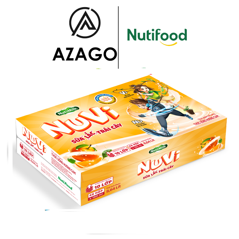 Thùng 48 hộp NuVi Thức Uống Hương Cam Sữa Lắc Trái Cây TU.NC110AZ 110ml - Thương Hiệu NUTIFOOD - AZAGO