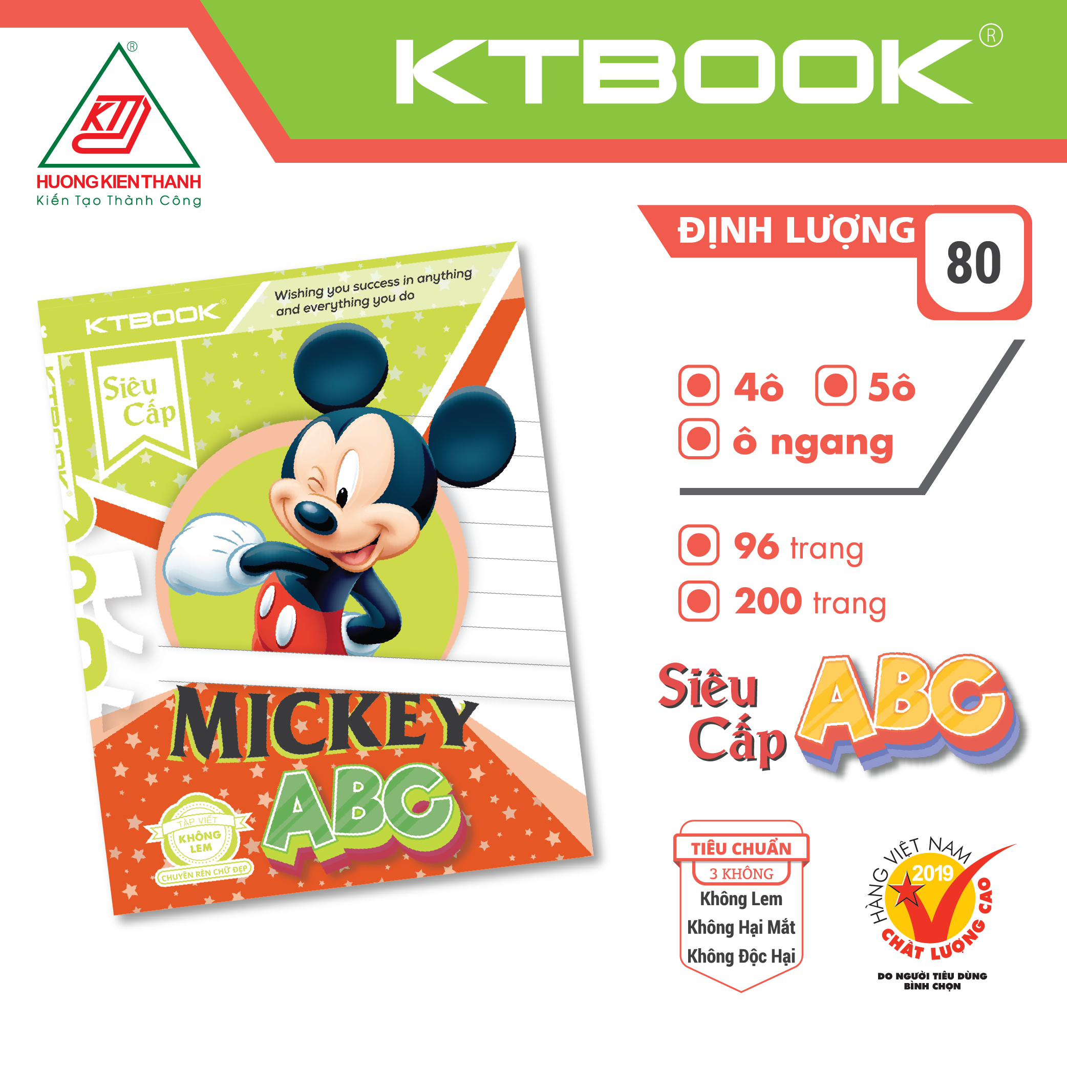 Gói 5 cuốn Tập Học Sinh Cao Cấp Giá Rẻ Siêu Cấp KTBOOK giấy trắng ĐL 80 gsm - 200 trang