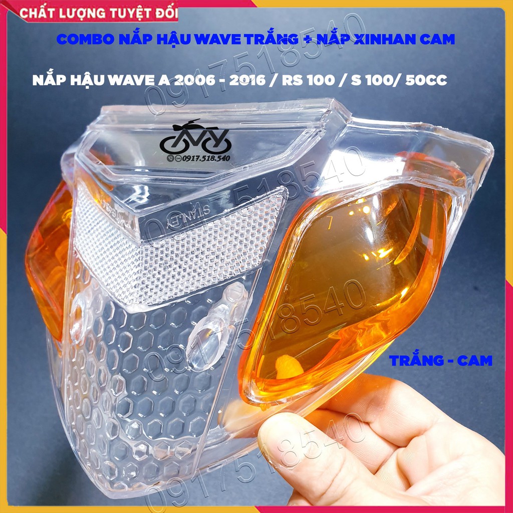 Combo nắp đèn hậu trắng + nắp xinhan wave a 2006 - 2021 , wave s 100 , rs 100 , wave 50cc