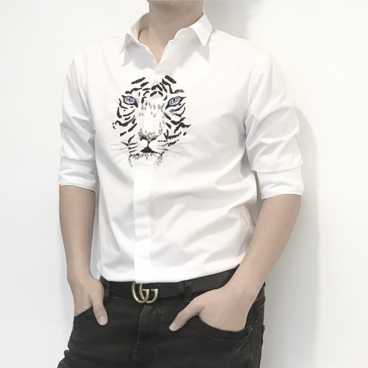 [HCM]ÁO SƠ MI NAM ĐẶC SẮC THỜI THƯỢNG VỚI HỌA TIẾT HỔ VẰN UYM