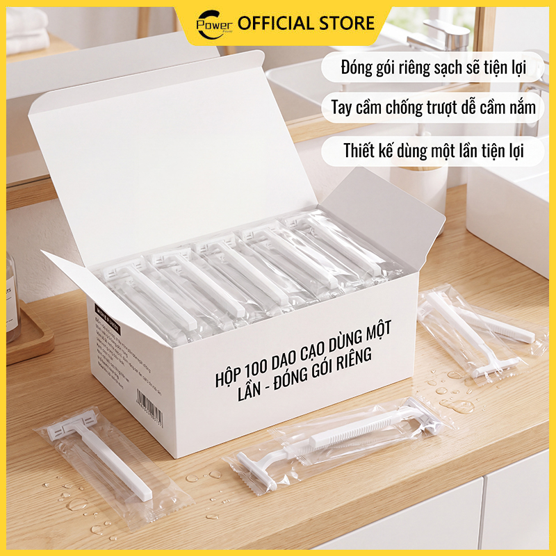 【FREESHIP】Bộ 100 dao cạo râu dùng một lần màu trắng đóng gói riêng biệt