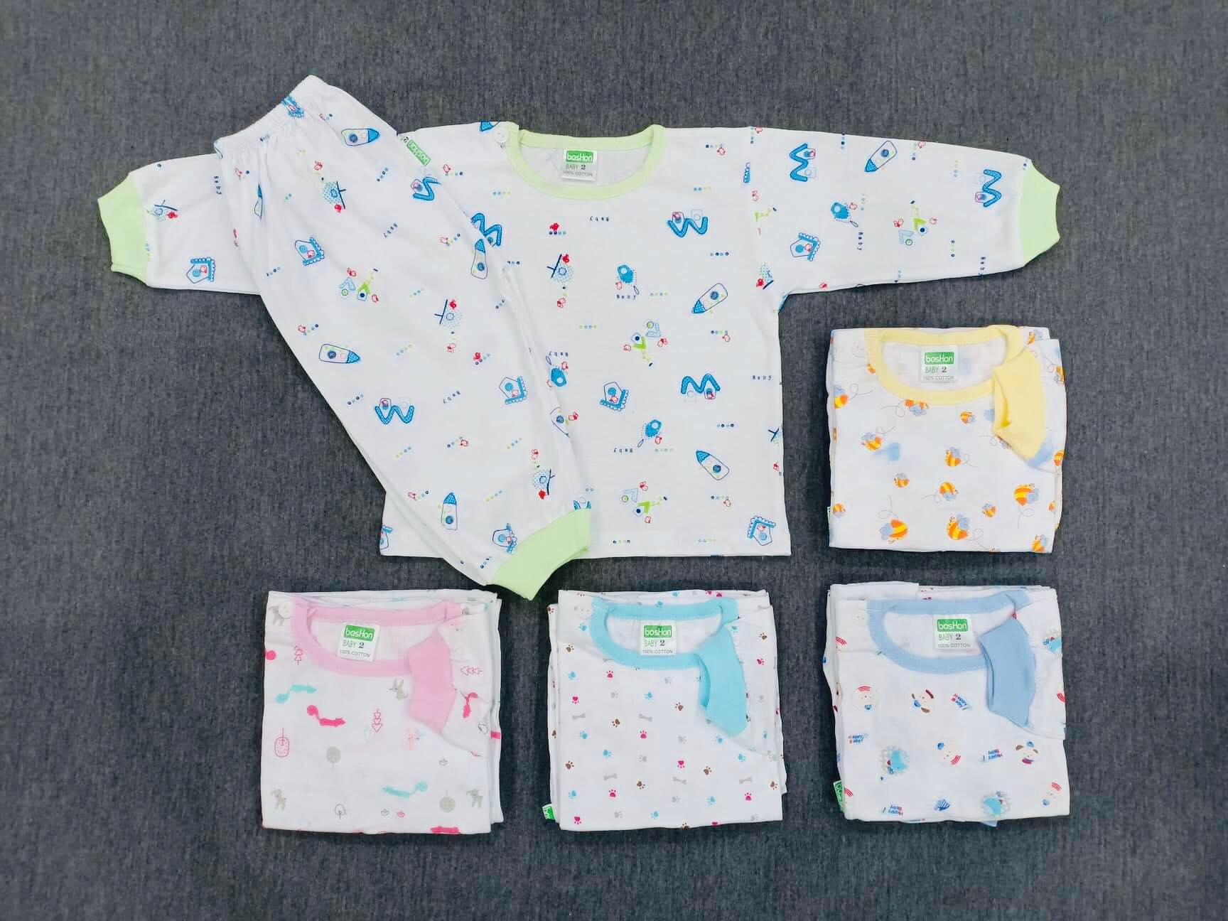 Combo 05 bộ dài in họa tiết cho bé trai và gái từ 3-16kg