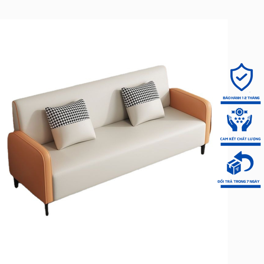 Ghế sofa đơn giản 3 chỗ ngồi bọc da cao cấp, ghế tựa lưng phòng khách phong cách hiện đại tặng kèm gối kích thước 1m4