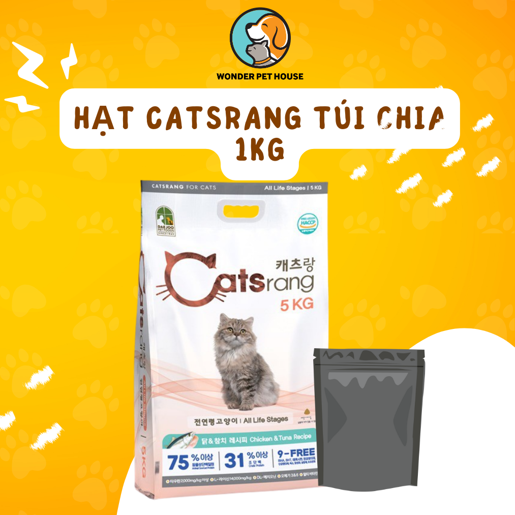 Hạt Mèo Catsrang 1kg Hàn Quốc - Dinh Dưỡng Tiêu Búi Lông Catrang Cat rang