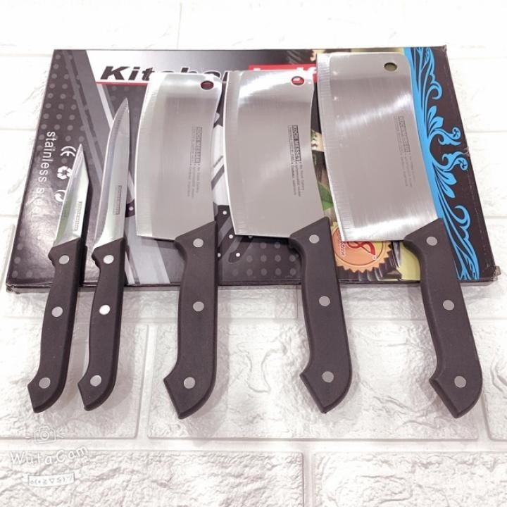 Bộ 5 dao Thái Lan có dao chặt xương siêu bén, Bộ dao nhà bếp chắc chắn made in Thailand