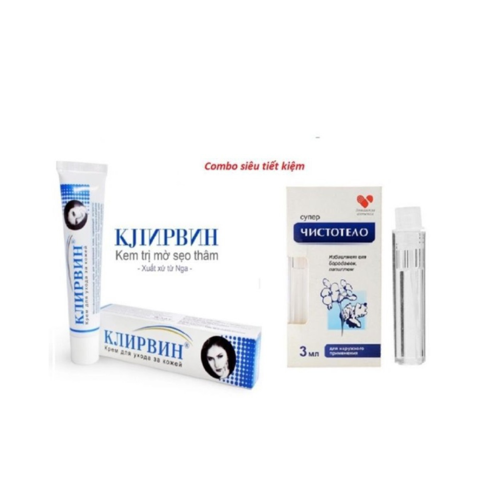 combo Gel tẩy nốt ruồi và  gel mờ Sẹo Nga An Toàn Hiệu Quả - Tẩy Mụn Cơm Mụn Cóc Và Gel tri Sẹo
