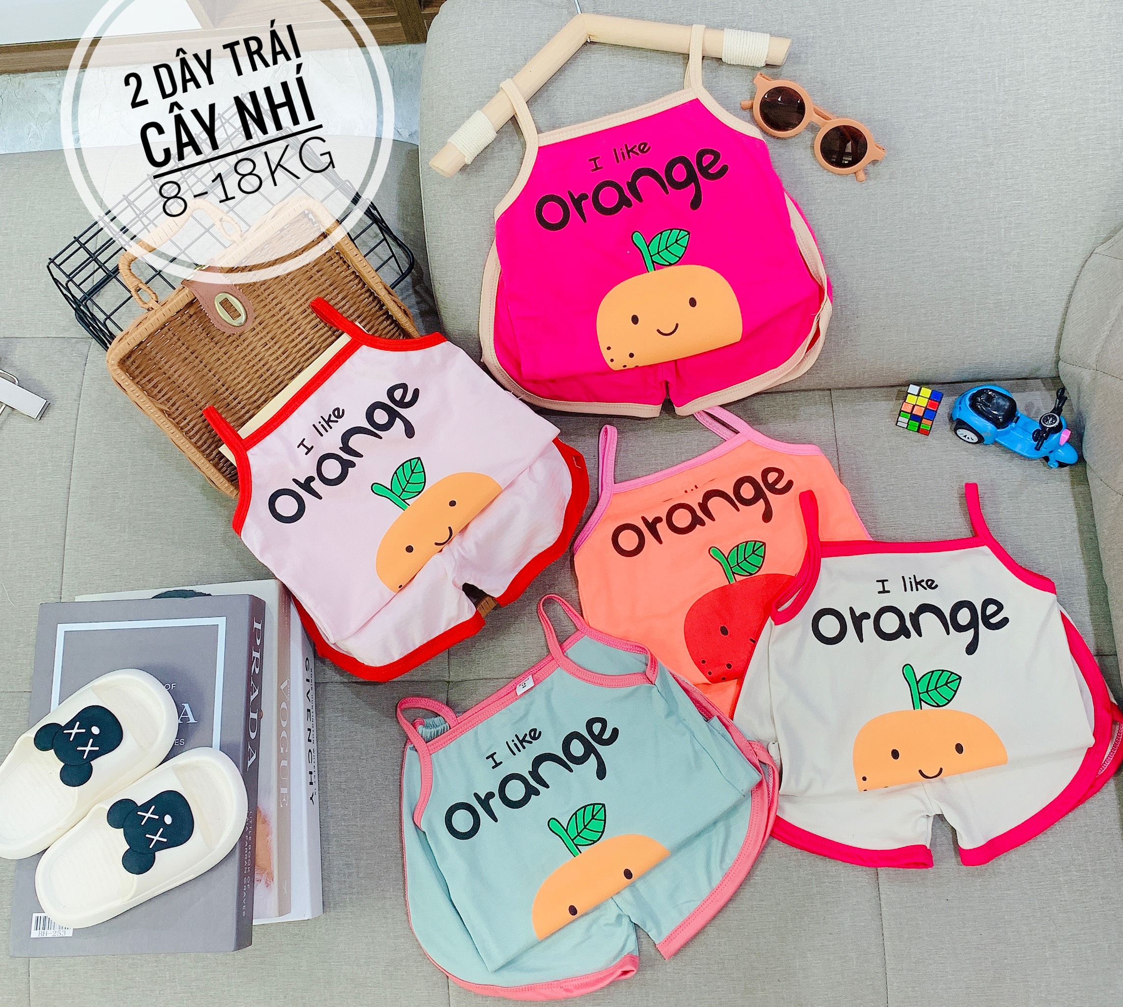 Bộ 2 dây cho bé gái, bộ 2 dây mùa hè cho bé từ 7-19kg