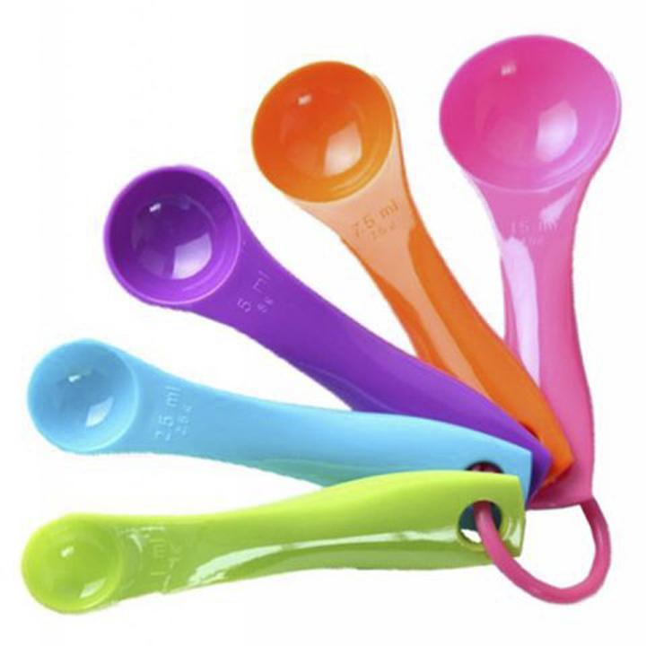 BỘ DUNG CỤ MUỖNG ĐONG GIA VỊ BẰNG NHỰA NHIỀU MÀU 5 CÁI