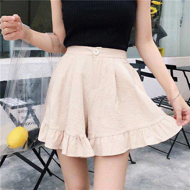 Quần bèo ống rộng giả váy đinh nút kute ghê 15Q29B1