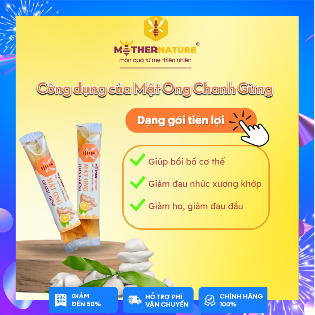 Mật ong chanh gừng nguyên chất Mother Nature 20gr