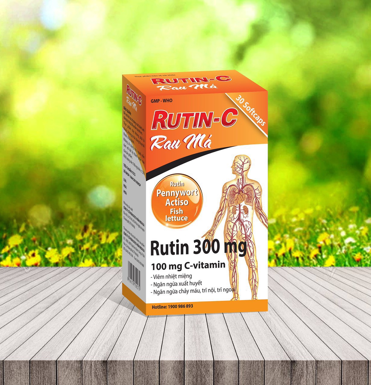 Viên uống rutin c rau má - giúp thanh nhiệt giải độc, mát gan,tăng sức đề kháng và bền thành mạch - hộp 30 viên - nhất tâm pharma