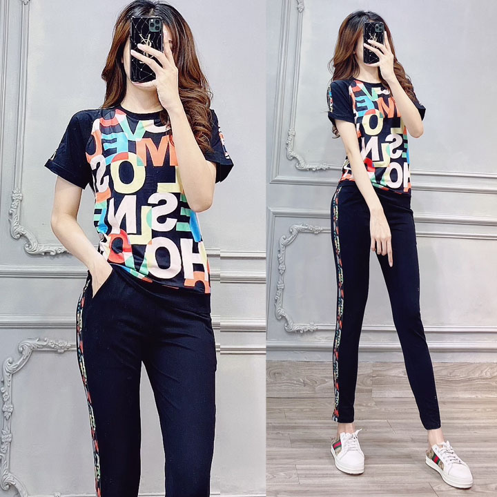 [HCM]Bộ đồ thể thao phối chữ HOSC TT427-1  ảnh chụp thật thun nhập mát lạnh co giãn thoáng mát giặt không xù thiết kế hiện đại trẻ trung form chuẩn đẹp không kén tuổi kén dáng