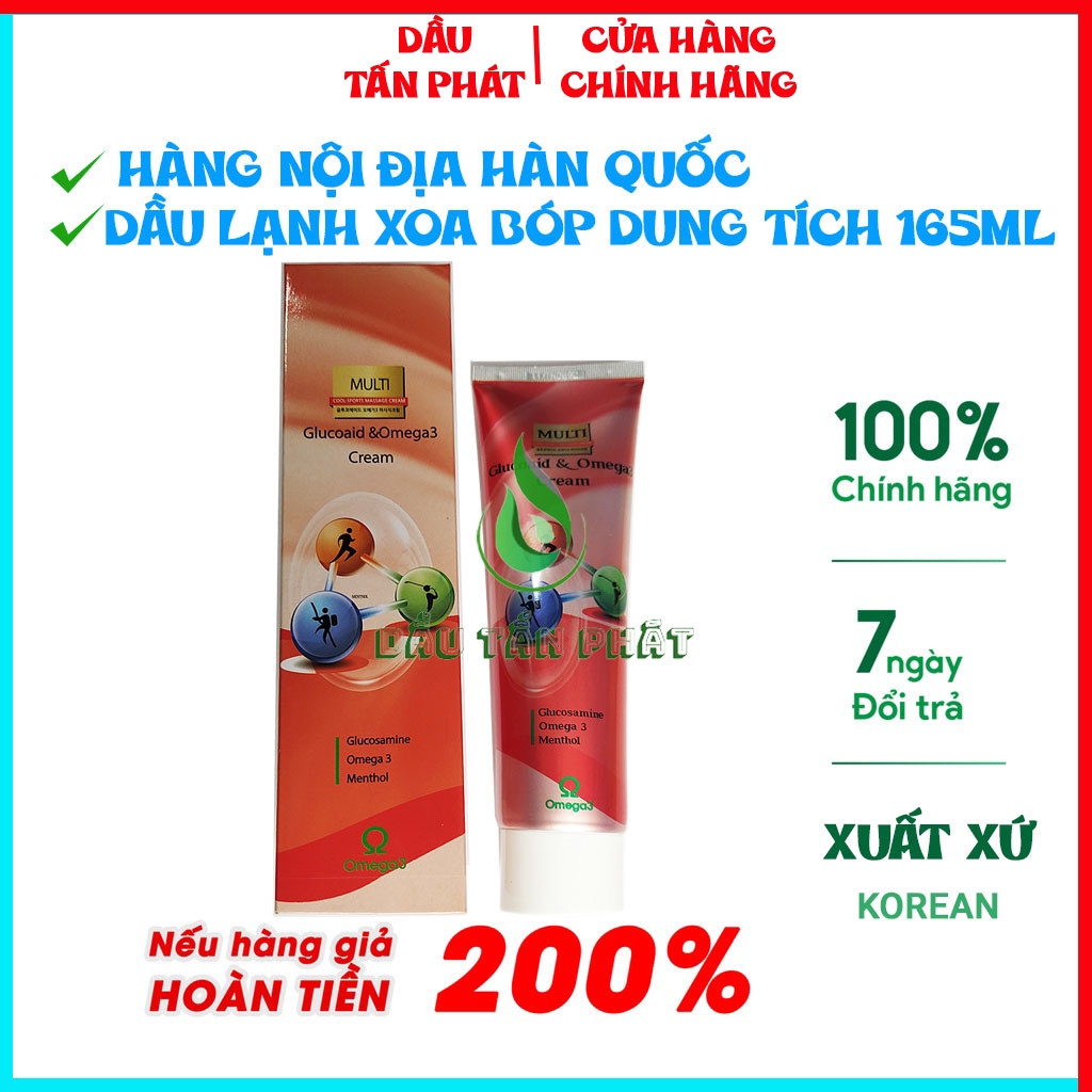 Dầu lạnh xoa bóp xương khớp glucoaid & omega3 cream 165ml hộp xanh made hàn quốc