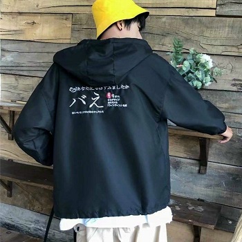 Áo khoác dù in chữ nhật 2 lớp có mũ new