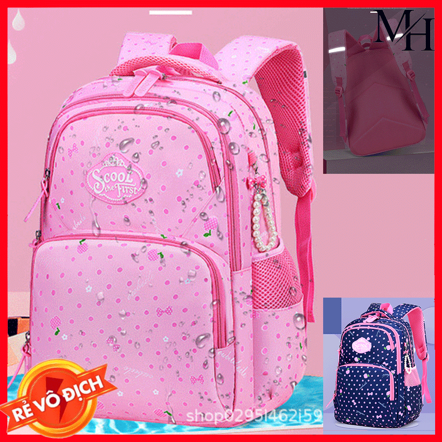 [SIZE 39cm- Lớp 1 đến lớp 3] Balo Học Sinh Chống Gù, Chống Thấm Nước Cao Cấp Cho Bé Gái tiểu học