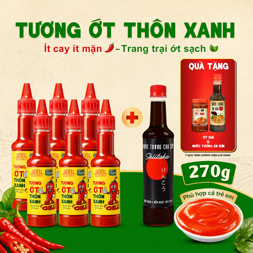 [Tặng ớt rim & tương ăn bún] Combo Nước tương 525ml và 6 Tương ớt 270g Làng Chài Xưa