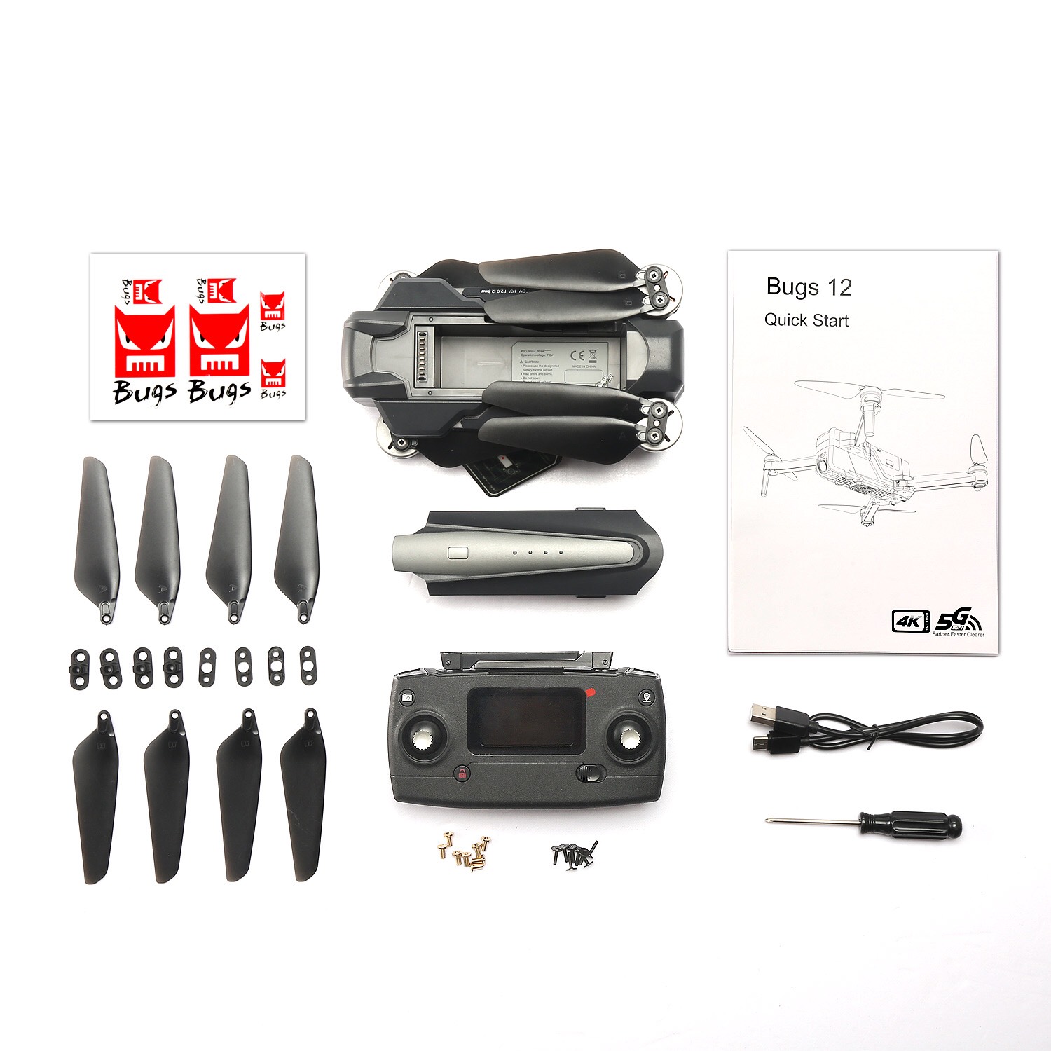 Flycam bugs 12 eis gấp gọn camera 4k chống rung điện tử