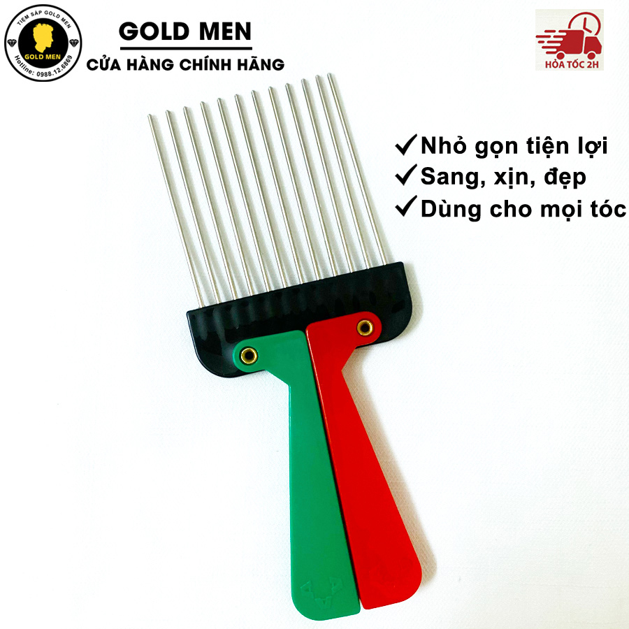 Lược Afro Pick gập cao cấp siêu nhỏ gọn tạo lọn tóc đan xen, texture