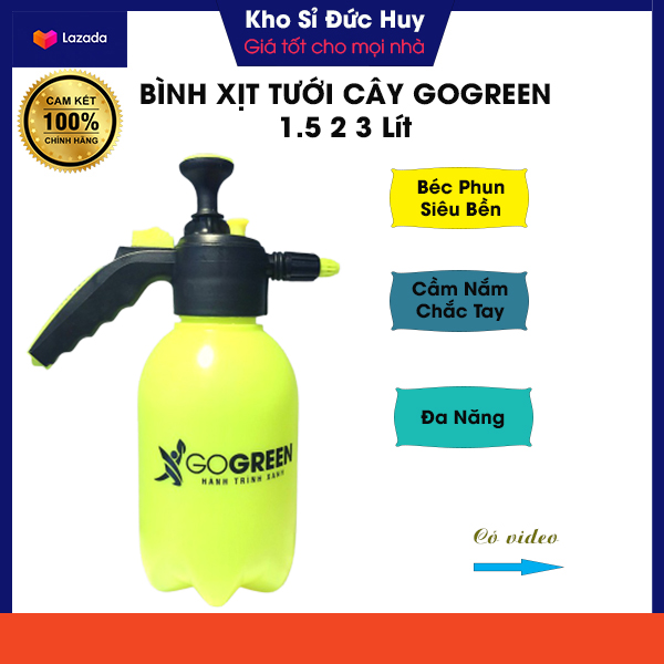 Bình Xịt Tưới Cây Go Green 1.5Lít, 2 Lít, 3 Lít Với Chế độ Tùy Chỉnh Phun Sương Hoặc Phun Nước, Phun Sương Cực Mạnh Dụng Cụ Làm Vườn Thông Minh