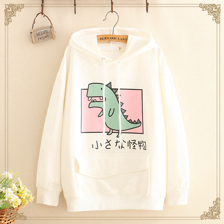 [HCM]Áo khoác hoodie nữ in hình khủng long siêu cute nhiều màu  chất nỉ bông dày dặn