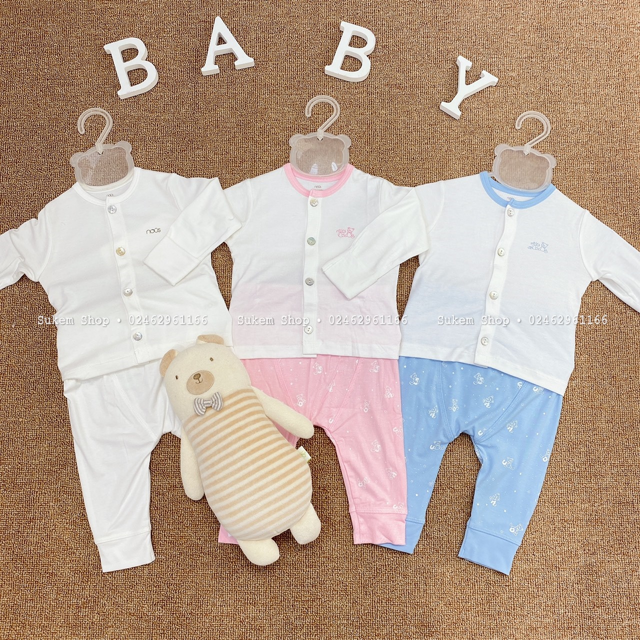 Bộ Cài Thẳng Dài Tay Newborn NOUS - Chất Liệu Petit Siêu Mềm Mịn 2021 - Sukem Shop