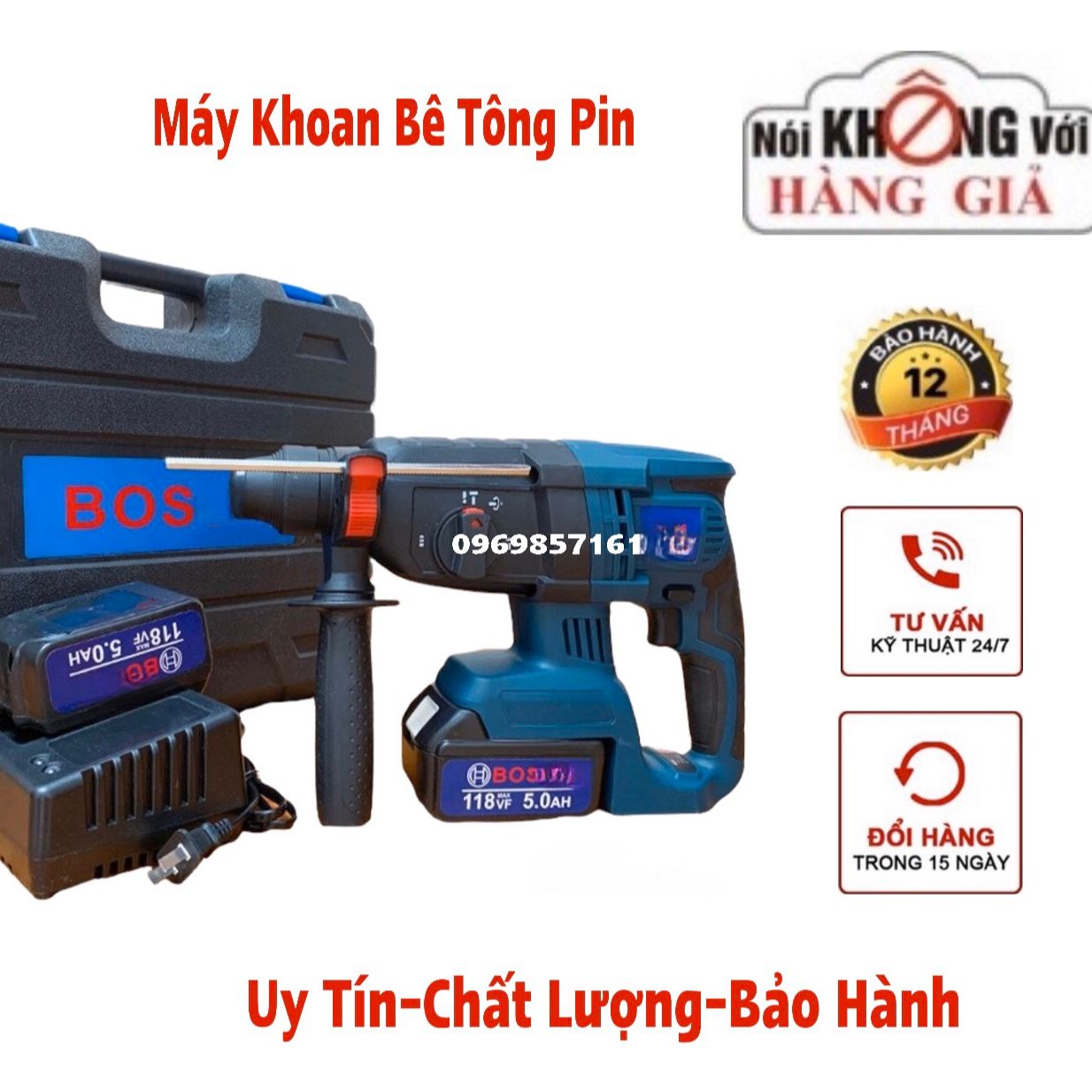 Máy khoan bê tông Dùng Pin, Máy khoan bê tông 3 Chức Năng bảo hành 12 tháng