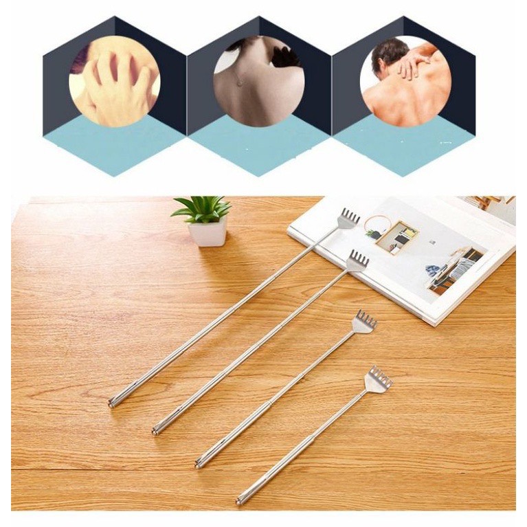 Gậy gãi lưng inonx không gỉ 304, cây gãi lưng inox kéo dài nhỏ gọn, cây gãi lưng inox kéo dài và thu gọn tiện lợi