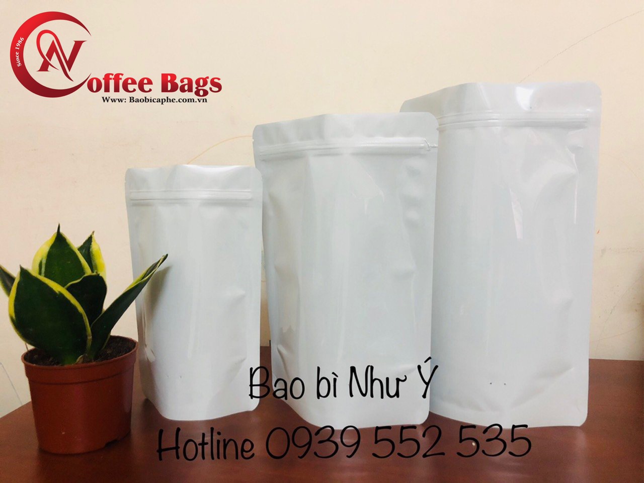 [1kg/size] - túi zipper 2 mặt trắng sữa, dùng đựng mỹ phẩm, các loại bột (sản phẩm y hình)