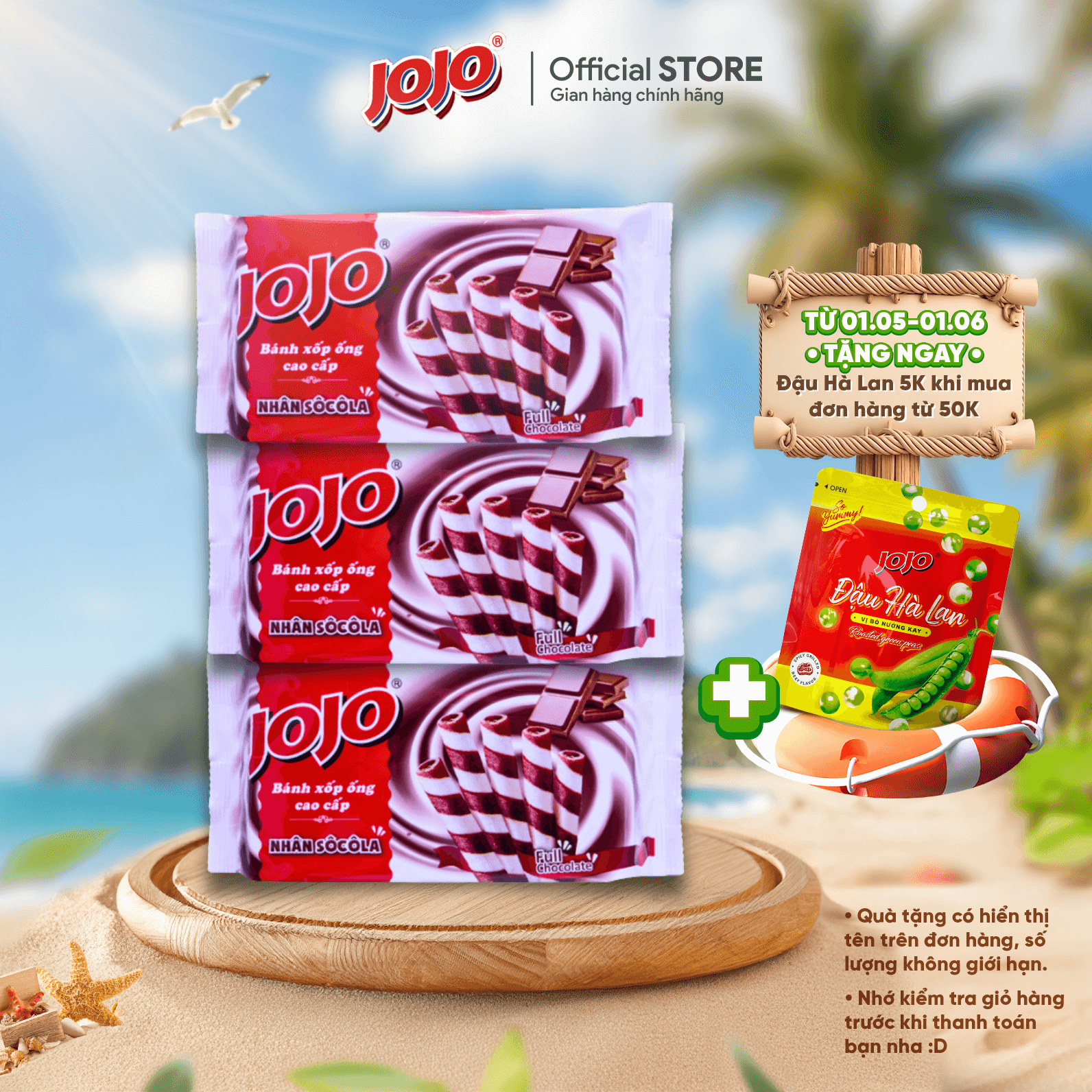 Bánh xốp ống jojo nhân sôcôla 115g