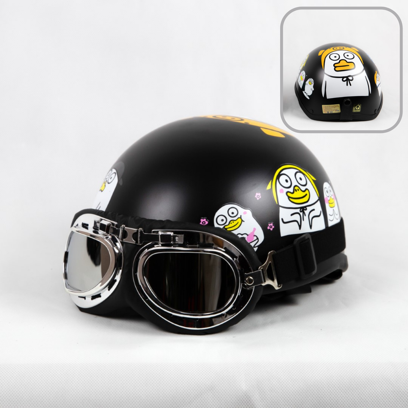 Mũ Bảo Hiểm Nửa Đầu Thú ABS – Vịt Ngu Ngốc Đen