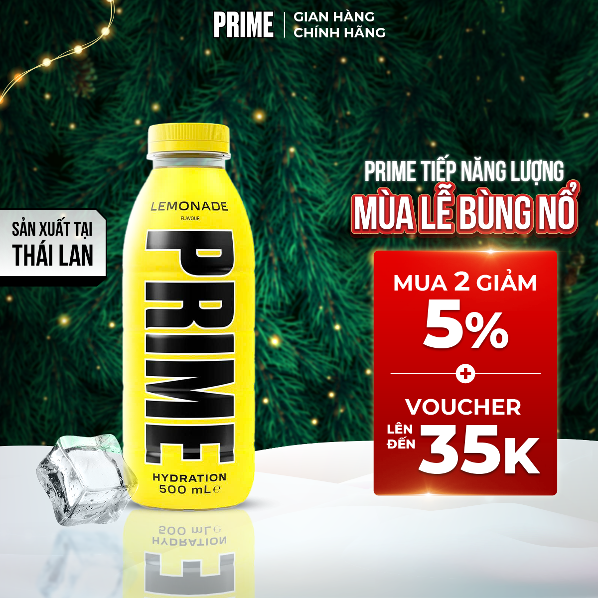 Nước Điện Giải Prime Hydration vị chanh 500ml/chai