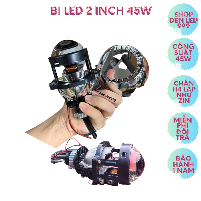 Bi Cầu Led 2.0 inch lắp như zin chân H4 Tặng kèm chụp xi