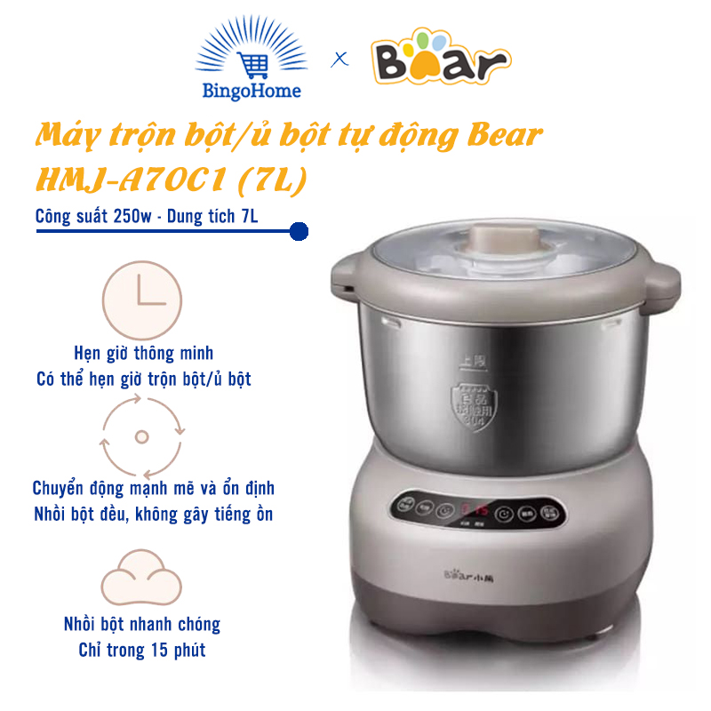 Máy Trộn Bột, Máy Nhồi Bột, Máy Nhào Bột Bear Cao Cấp Dung Tích 7L - Model HMJ- A70C1 - BH 1 năm - Bingo Home