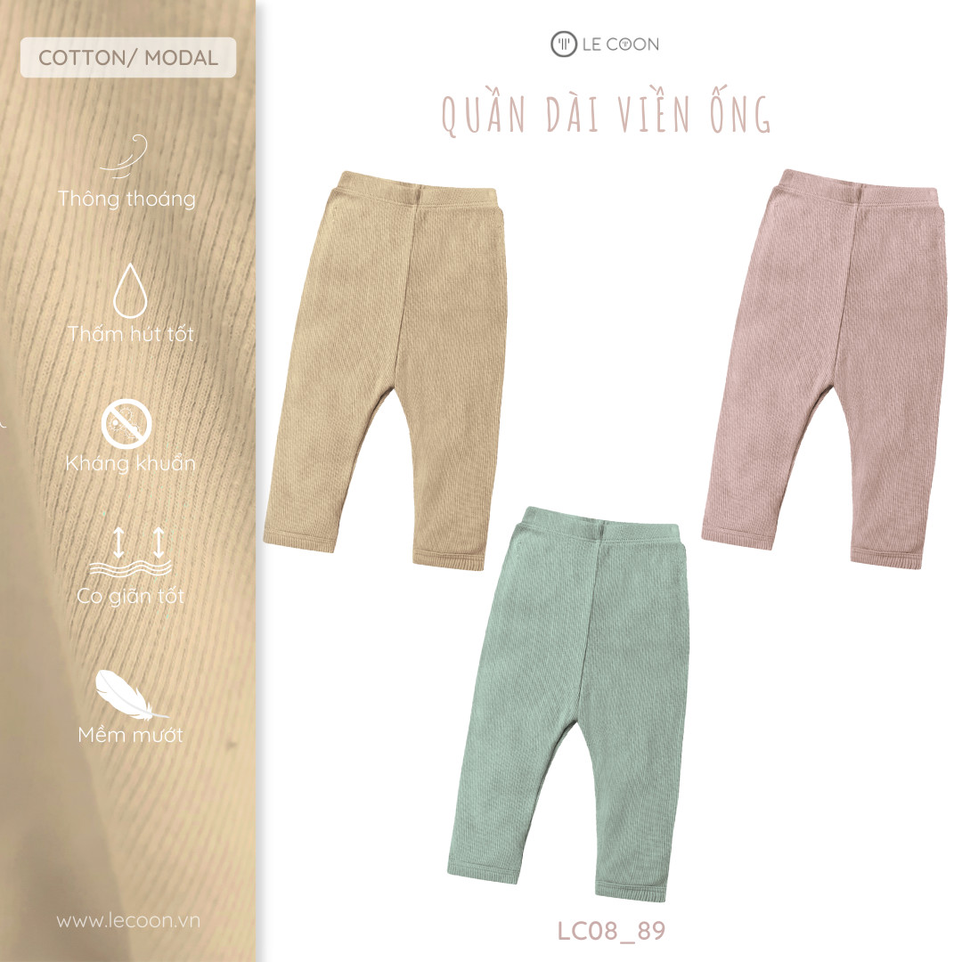 Le coon | quần dài viền ống | cotton modal | 0 tháng-3 tuổi