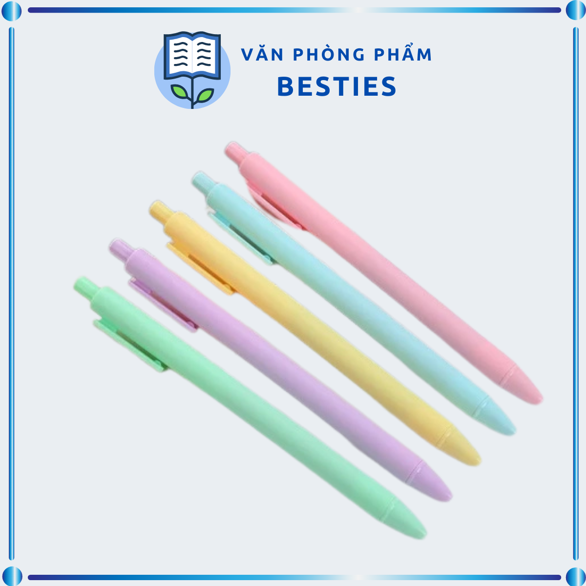 Bút bi bấm ngòi 0.5mm mực đen thân trơn màu Pastel - Bút viết học sinh