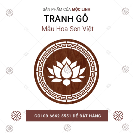 [Hoa Sen 40cm] Tấm ốp gỗ bàn thờ chính hãng Mộc Linh