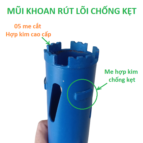 Mũi khoan rút lõi khô chống kẹt D 63mm - Mũi khoan rút lõi 2 tầng me cắt