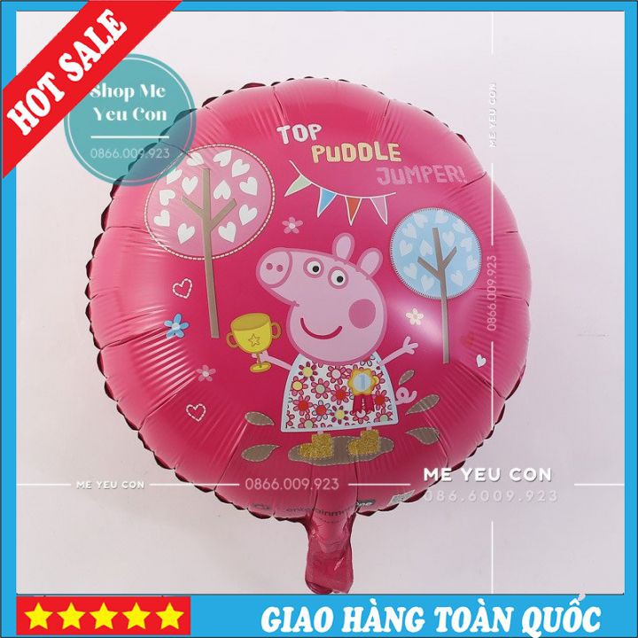 Bong Bóng Kiếng Hình HEO PEPPA Tráng Nhôm Trang Trí Quà Tặng Đồ Chơi Cho Bé - Bộ Trang Trí Sinh Nhật HEO PEPPA Tráng Nhôm, An Toàn Cho Bé, Hàng Cao Cấp - Loại 10 Inch, Nhiều Màu
