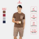 Đồ bộ nam CARDINA chất liệu cotton thiết kế đơn giản phối quần đùi thô kẻ khoẻ khoắn trẻ trung 4BCM02