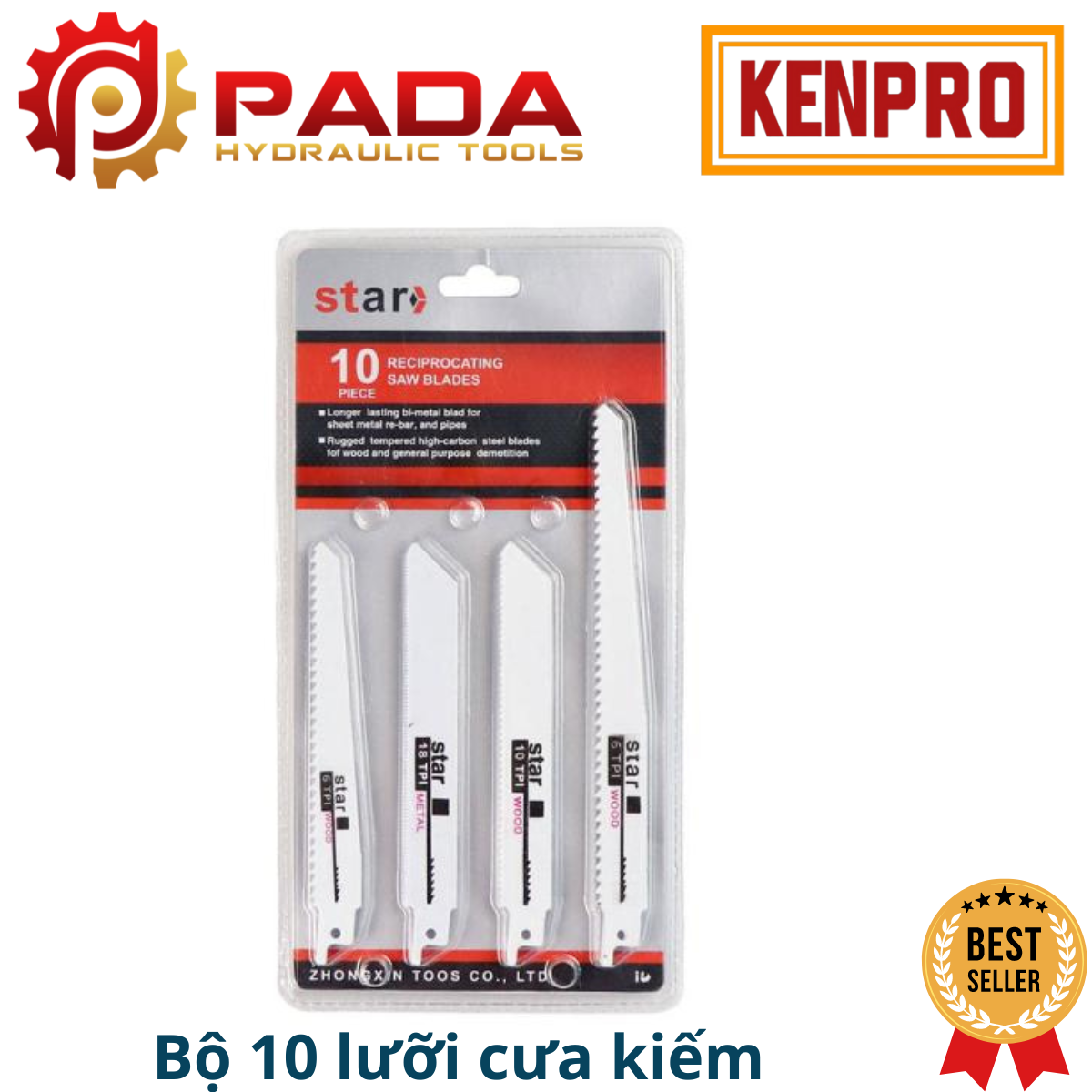 Bộ 10 lưỡi cưa kiếm cho máy cưa kiếm-gồm 3 lưỡi cưa kim loại và 7 lưỡi cưa gỗ