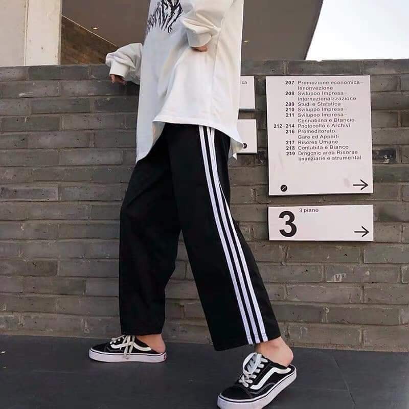 Quần ống rộng 3 sọc unisex