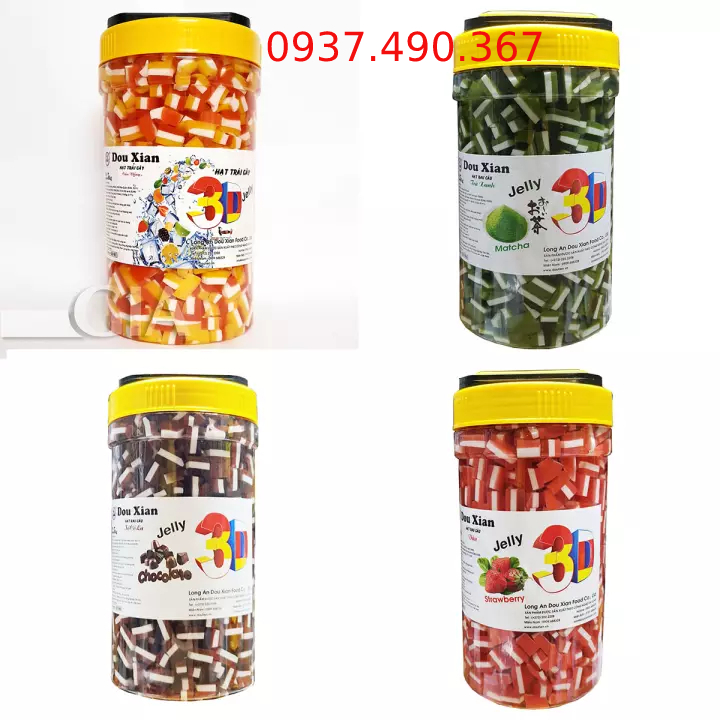 Thạch rau câu 3D hạt nhỏ, hạt trung, lớn Douxian Matcha Hộp 2.5kg tap hoa havy